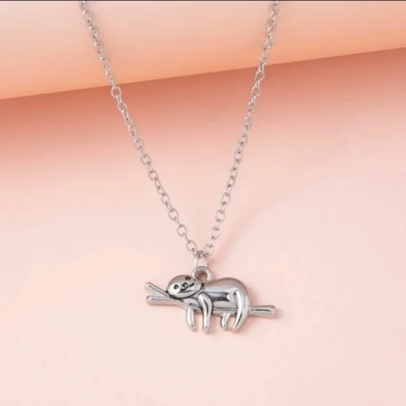 ⭐ FINAL PRICE ⭐ Sloth Silver Tone Necklace - Picture 2 of 7